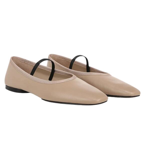 Vince Vivian Nappa Leather Mary Jane Flats Taupe Clay Size 8.5M - Picture 3 of 14
